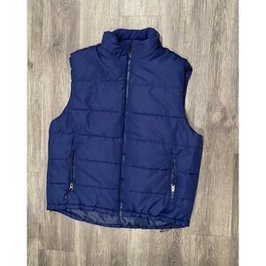 Outdoor Life Puffer Vest‎ Men's Medium Navy Blue Full Zip Pockets Gorpcore Lined